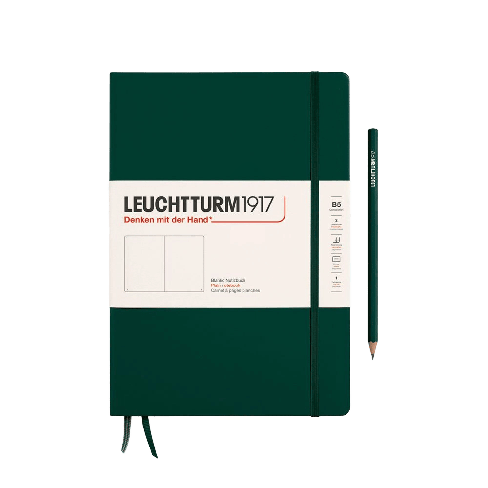 Leuchtturm1917 Notebook Hardcover Composition, Plain, 219 Numbered Pages (Forest Green) - B5 by Leuchtturm1917 - ISBN: 4004117647666