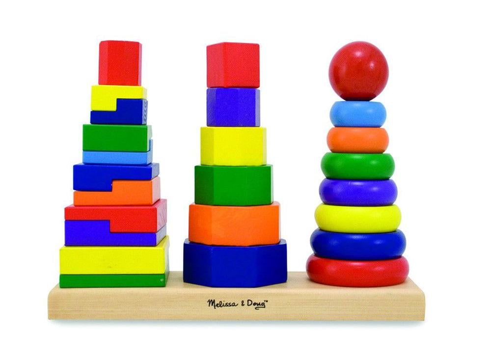 Melissa & doug geometric stacker 2024 toddler toy