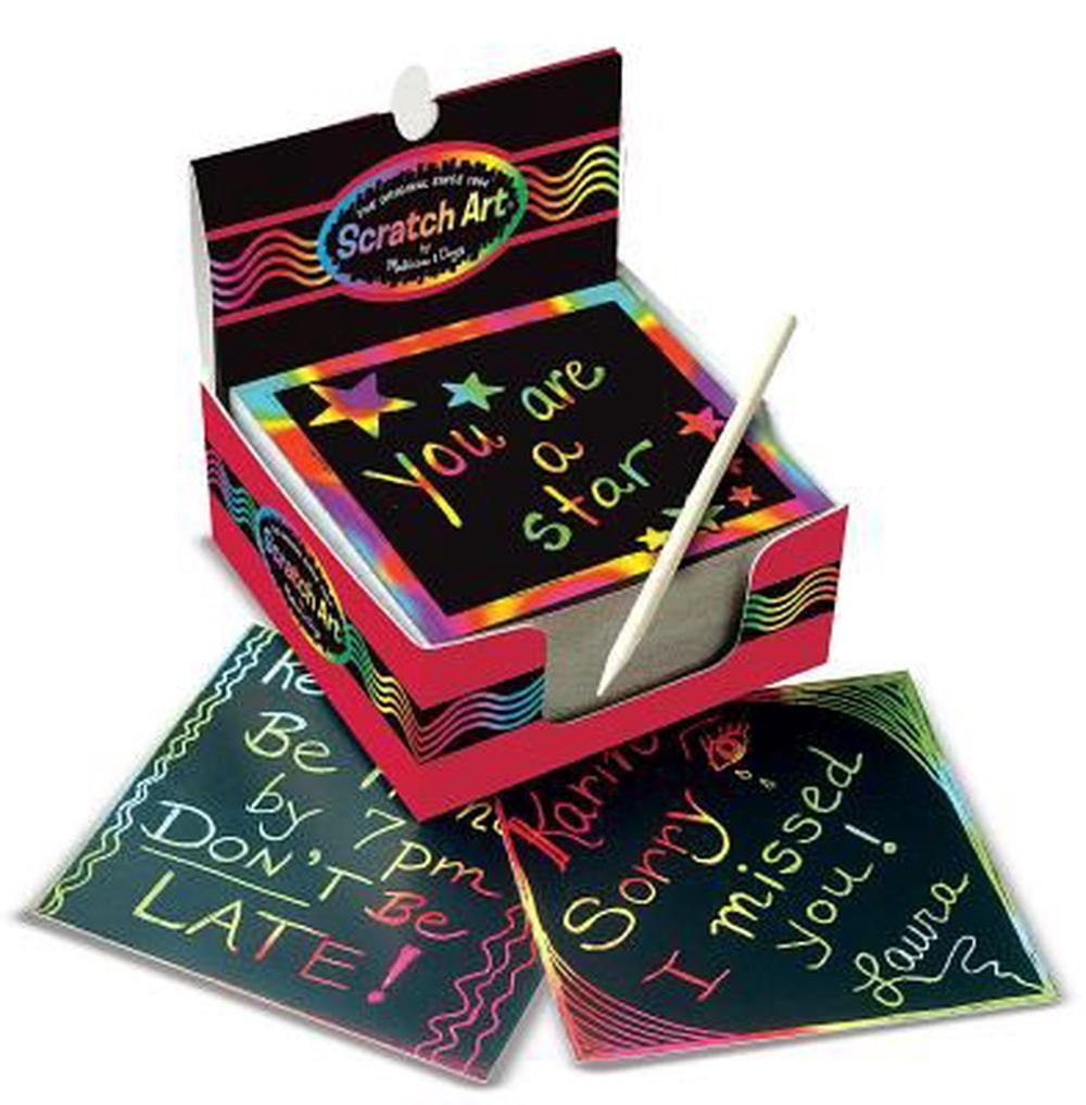 Melissa & Doug Scratch Art Rainbow Mini Notes (125 ct) With Wooden Stylus, 0000772059459