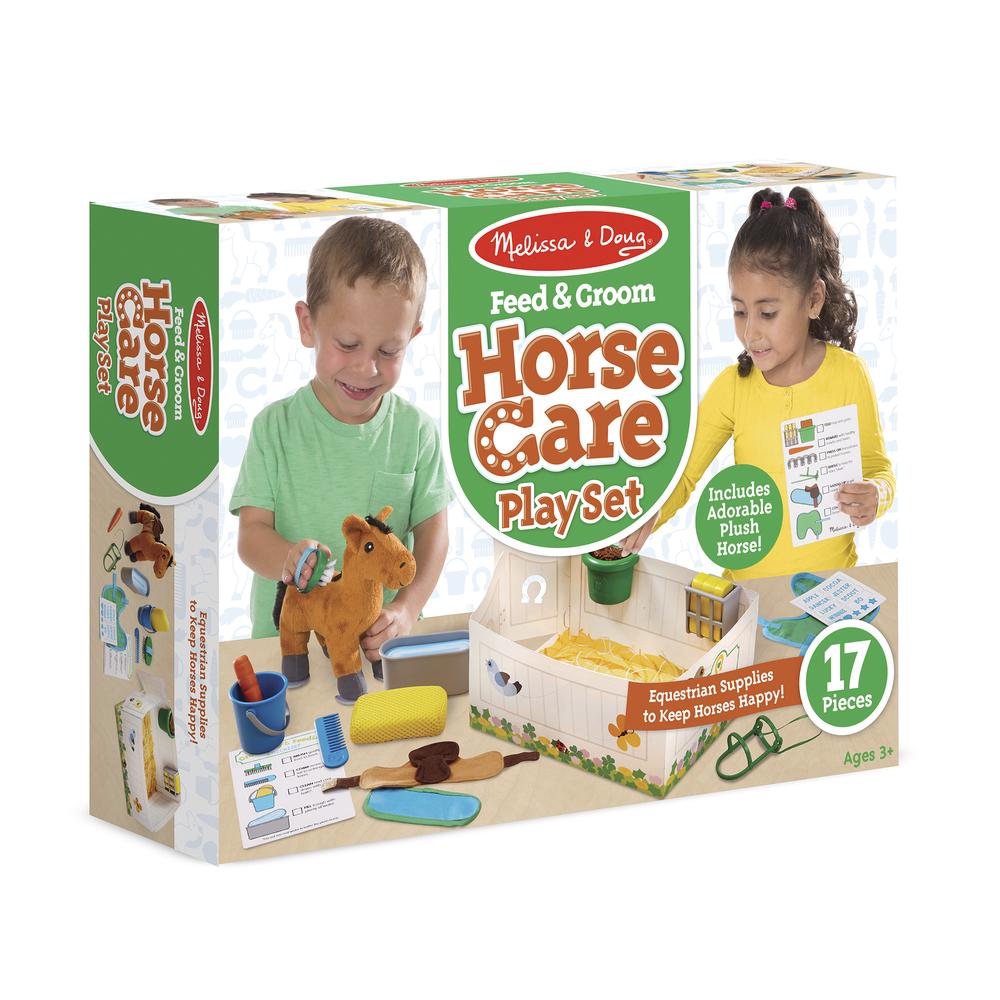 Melissa & Doug Feed & Groom Horse Care Play Set, 0000772085373