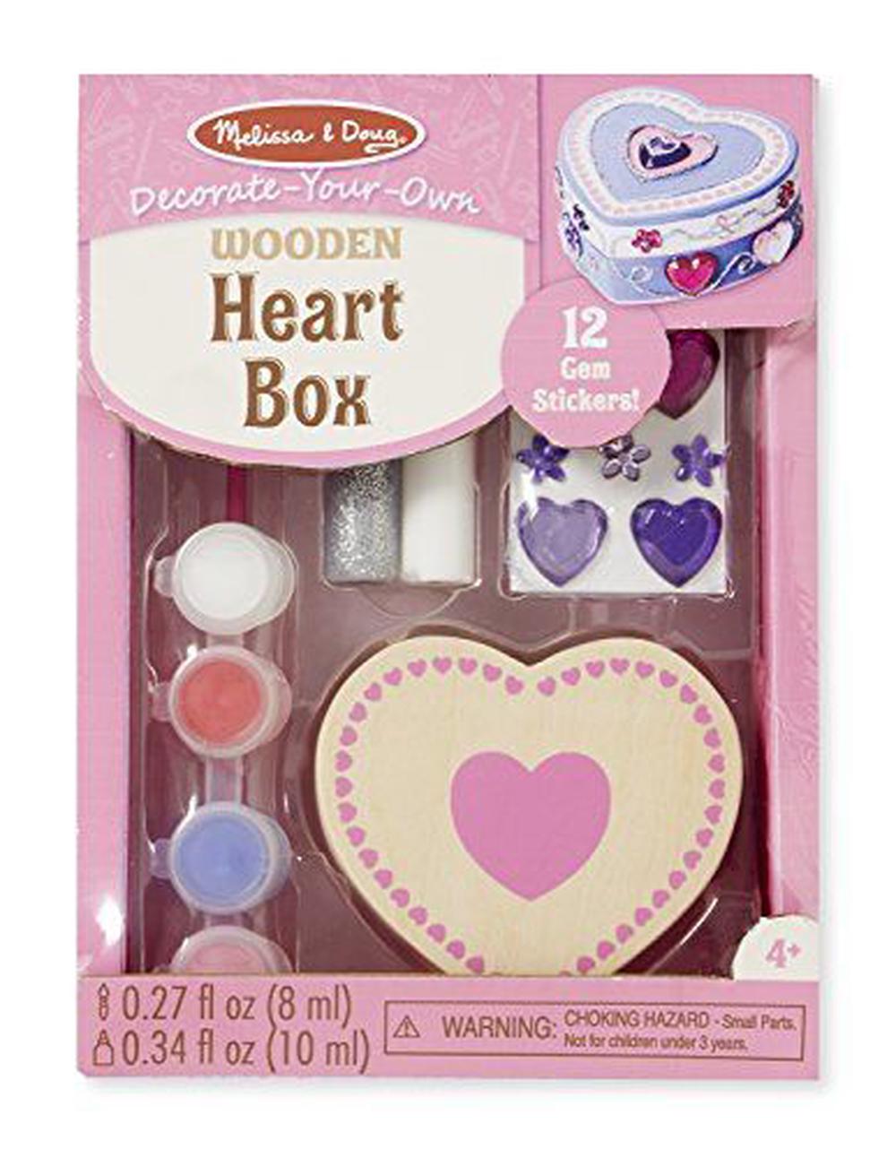 Melissa & Doug Decorate-Your-Own Wooden Heart Box Craft Kit, 0000772088503