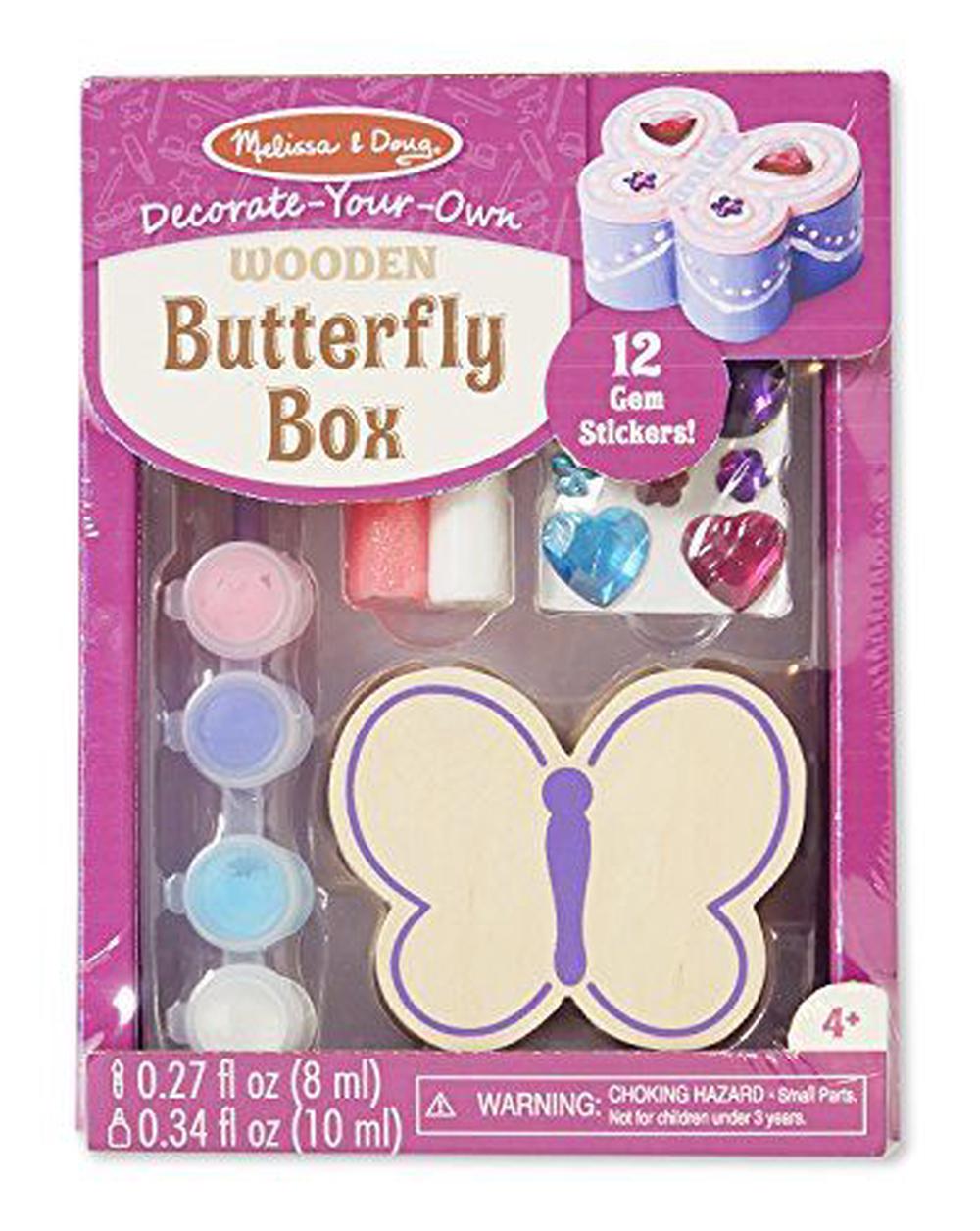 Melissa & Doug Decorate-Your-Own Wooden Butterfly Box Craft Kit, 0000772088534