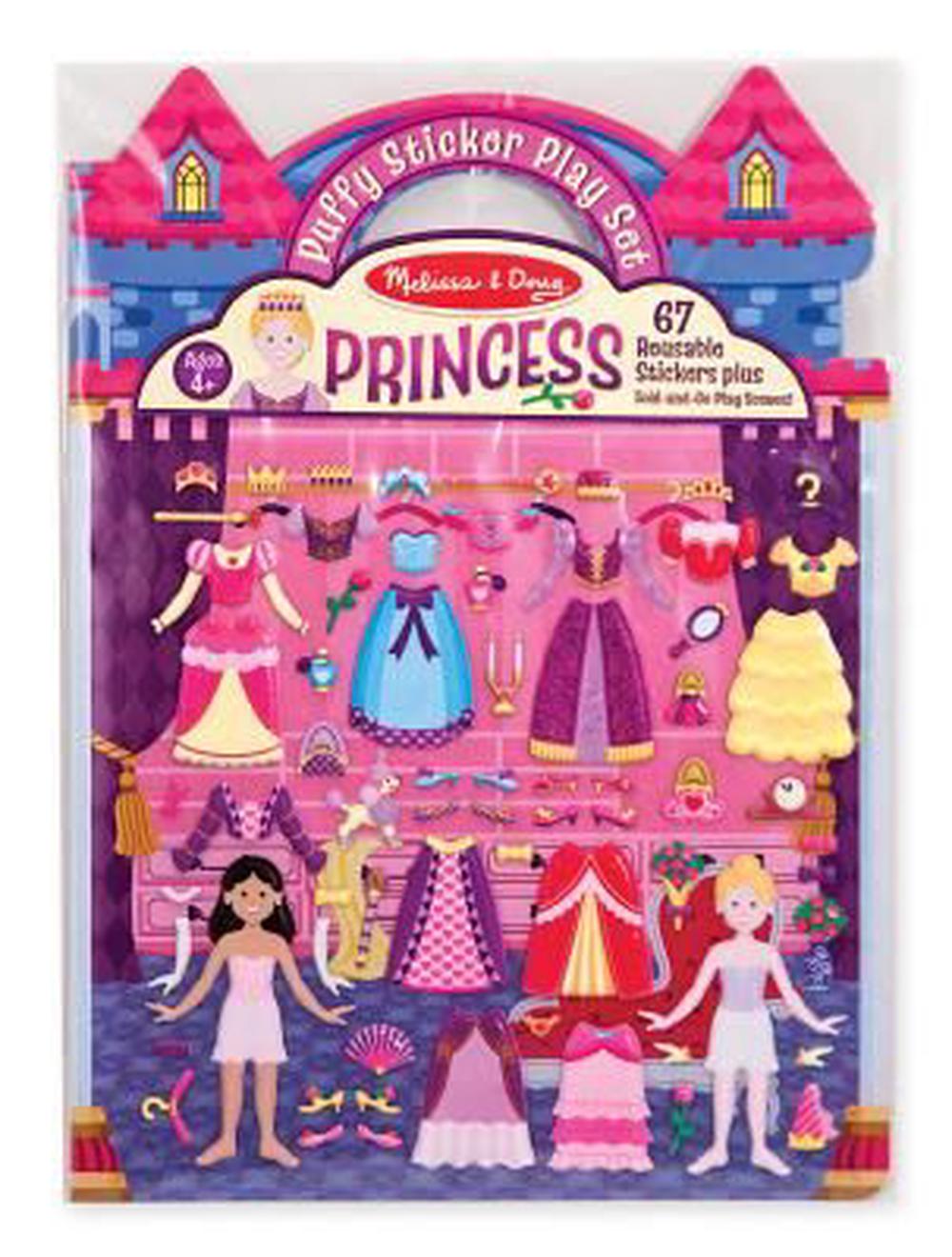 Melissa & Doug Reusable Puffy Sticker Play Set - Princess, 0000772091008