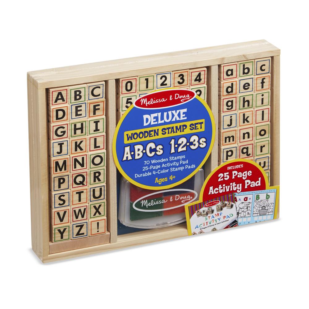 Melissa & Doug Deluxe Wooden ABC-123 Stamp Set, 0000772301183