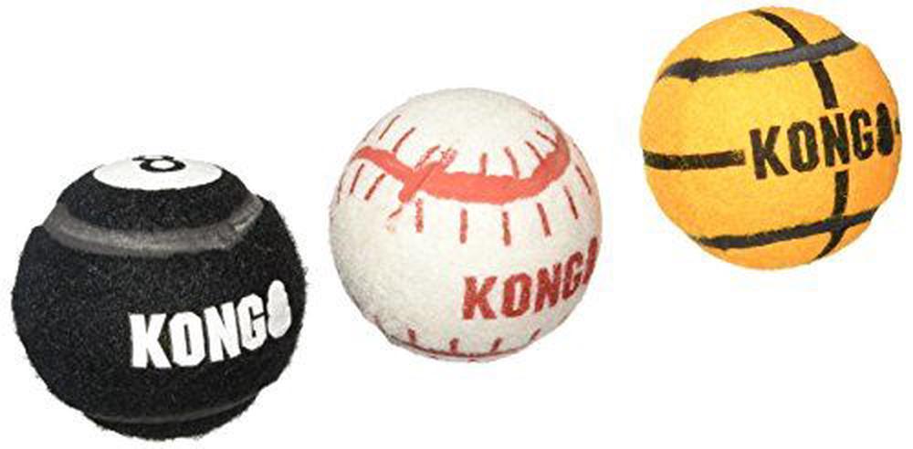 KONG 3-Pack Sport Balls Dog Toy, Medium, Assorted Colours, 0035585775630