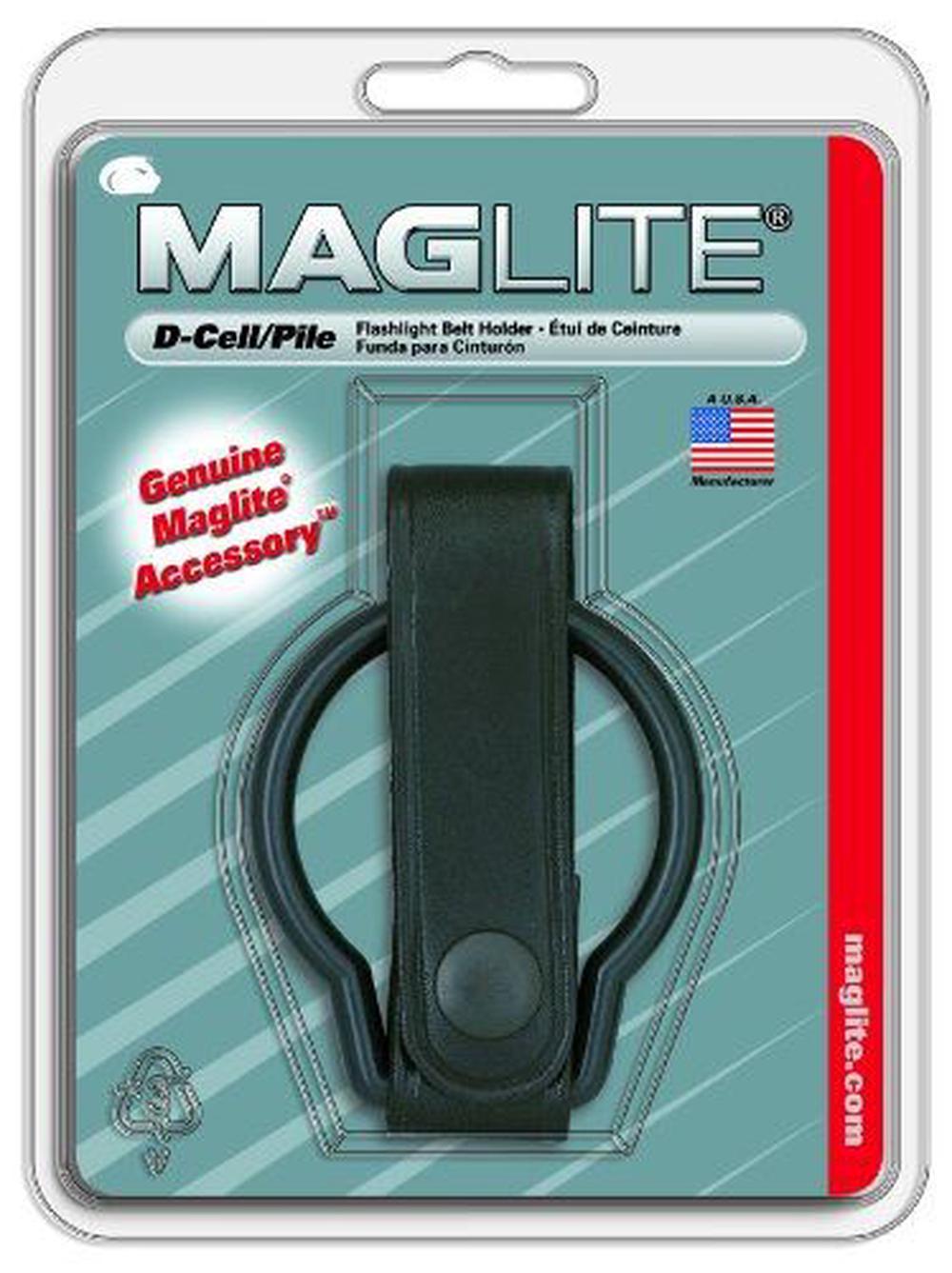 ASXD036 Plain Leather Belt Holder for D-Cell Flashlight, Black, 0038739108056