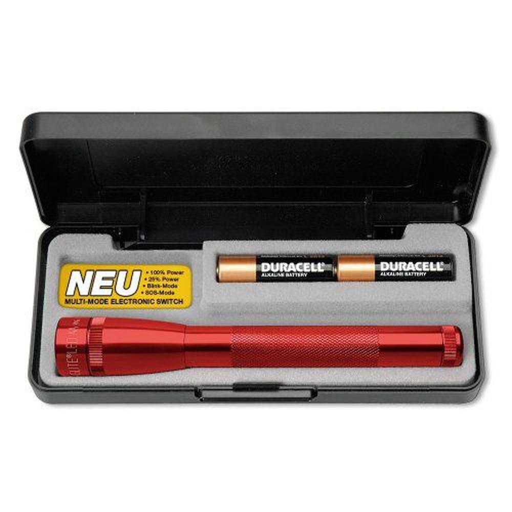 SP22037 Presentation Box 2-AA Cell Mini-LED Flashlight, Red, 0038739531359