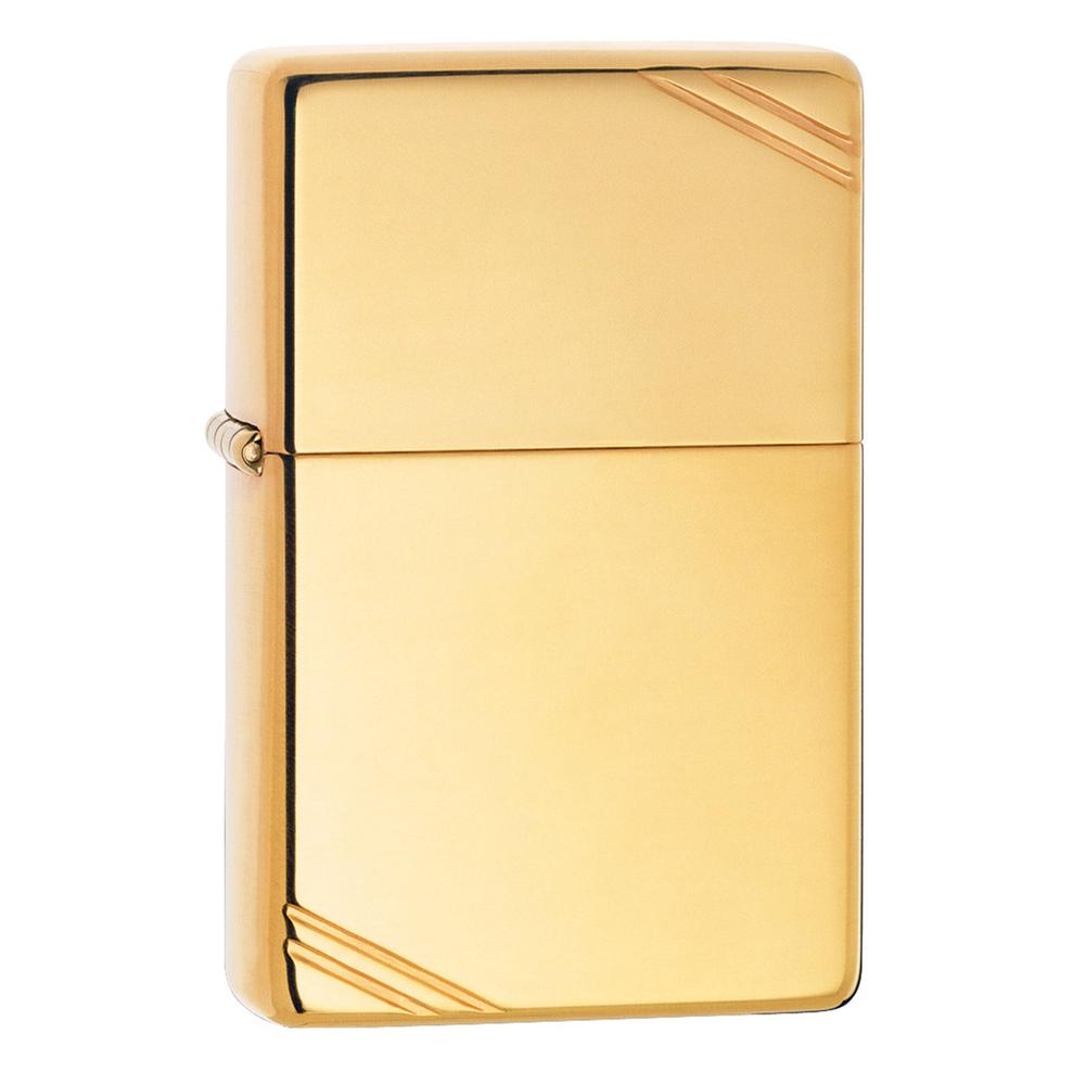 Zippo Vintage High Polished Brass Lighter, 0041689112806