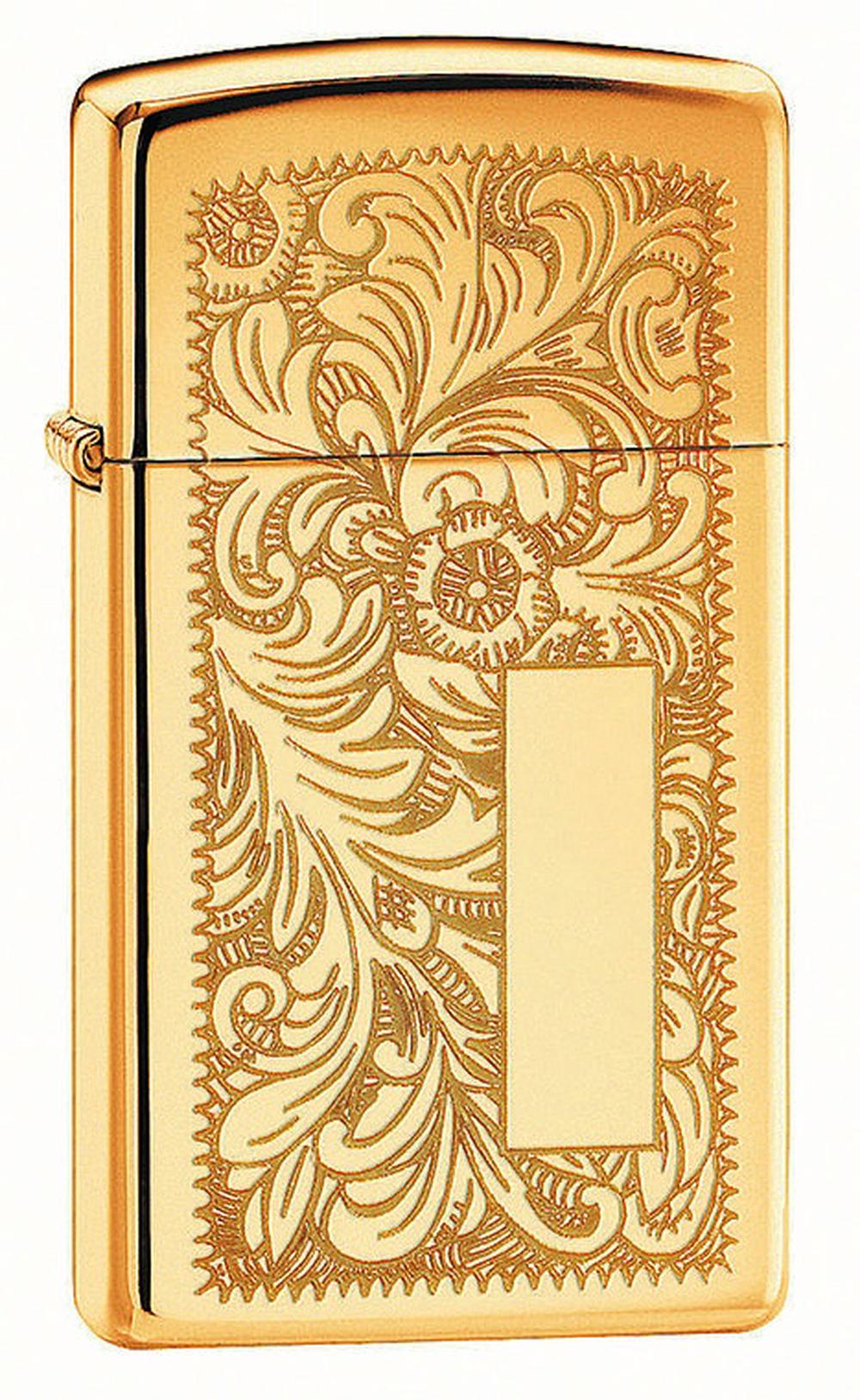 Zippo Venetian High Polish Brass Slim Lighter, 0041689133207