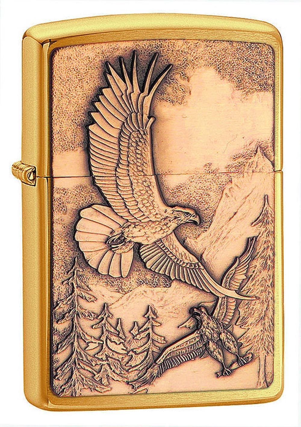 Zippo Brushed Brass Finish Lighter (Where Eagles Dare), 0041689208547