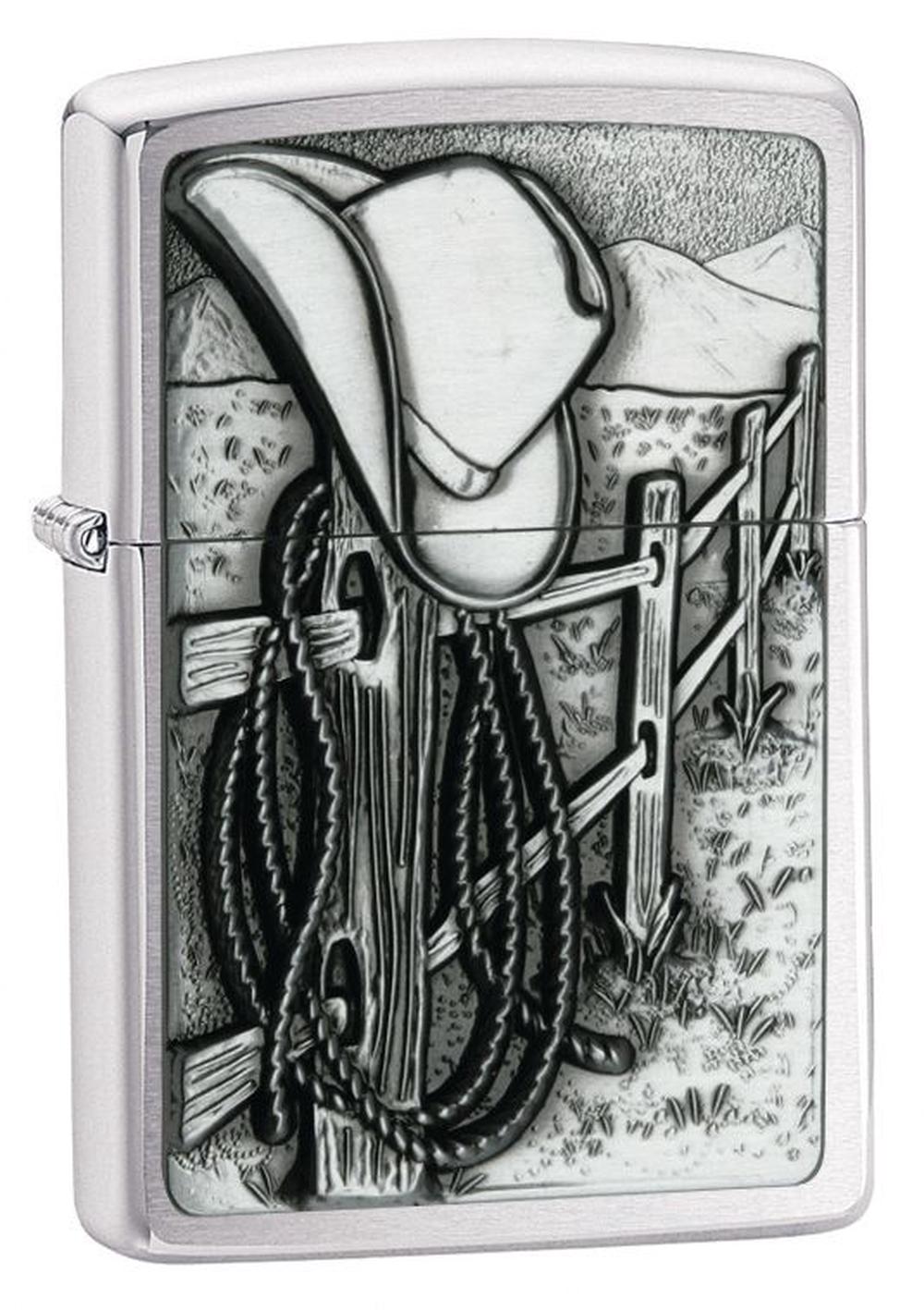 Zippo Brushed Chrome Lighter (Resting Cowboy), 0041689248796