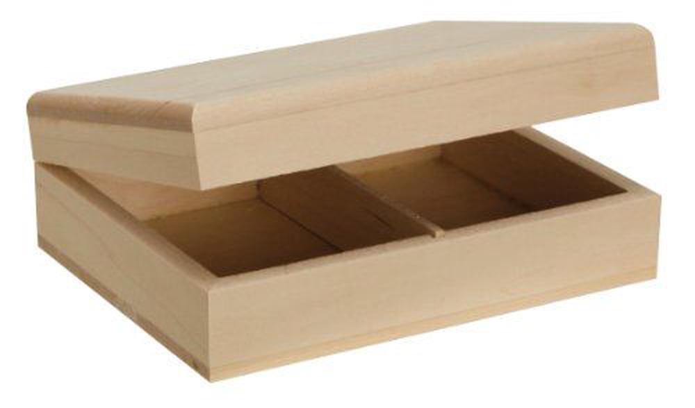 unfinished wood box with divider