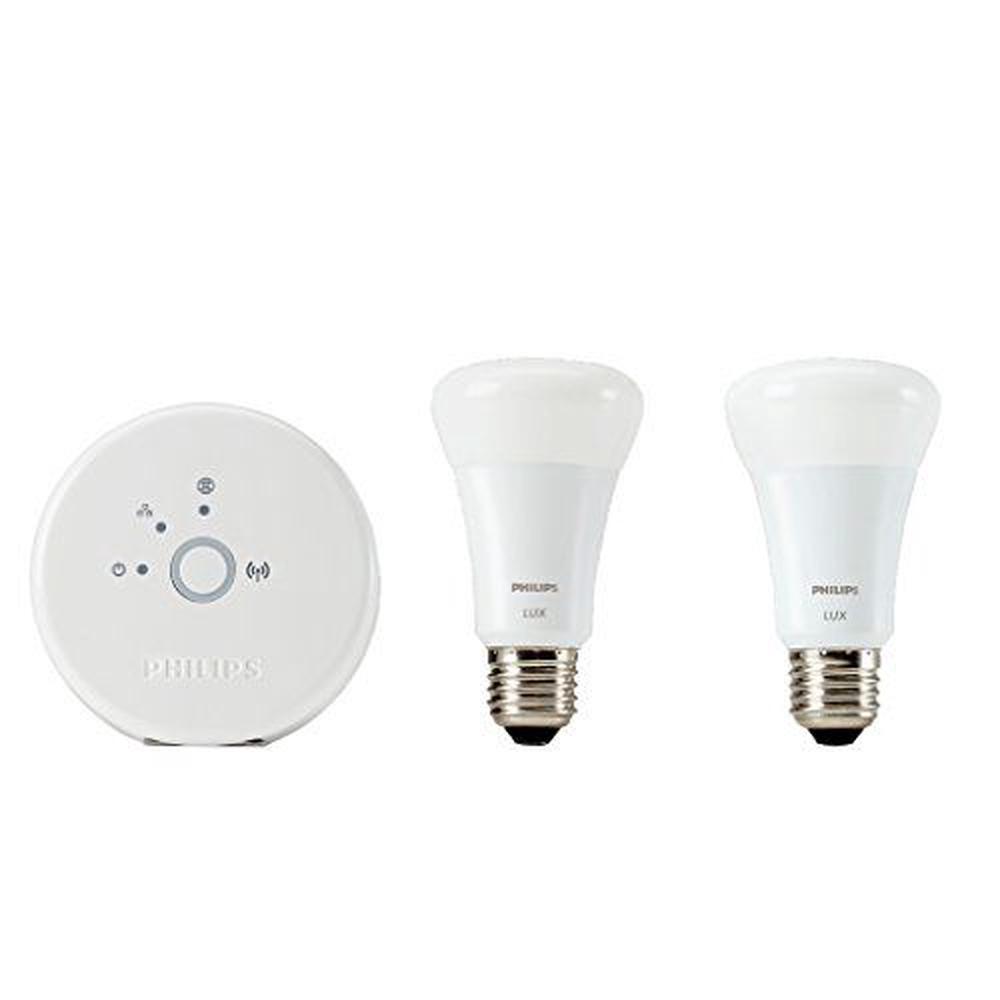 Philips 452714 9W (60-Watt) A19 Hue Lux Connected Home LED Starter Kit, Frustration Free, 1st Generation, 0046677452711