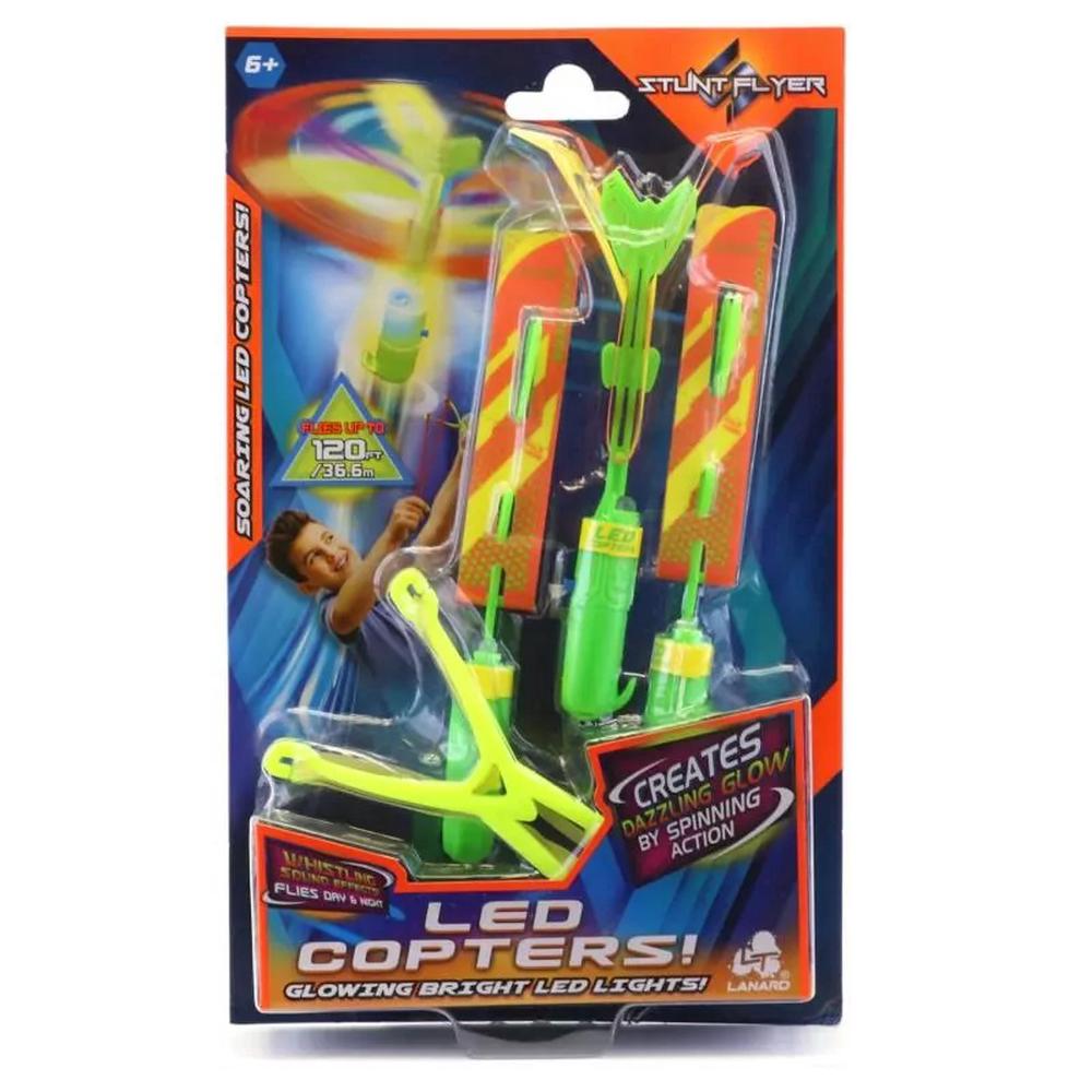 Lanard Stunt Flyer LED Copters with Launcher, 0048242916239