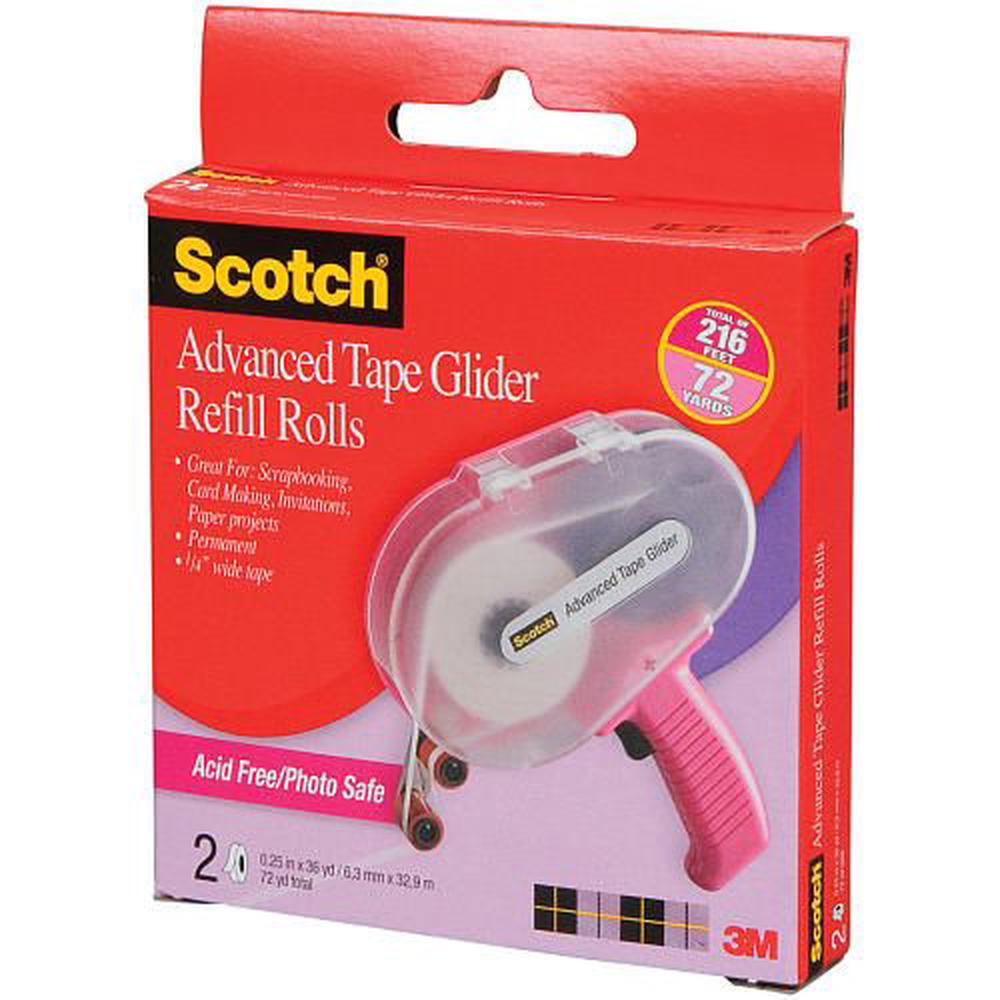 3M Scotch Advanced Tape Glider Acid Free Refills 2/Package 0.25" x