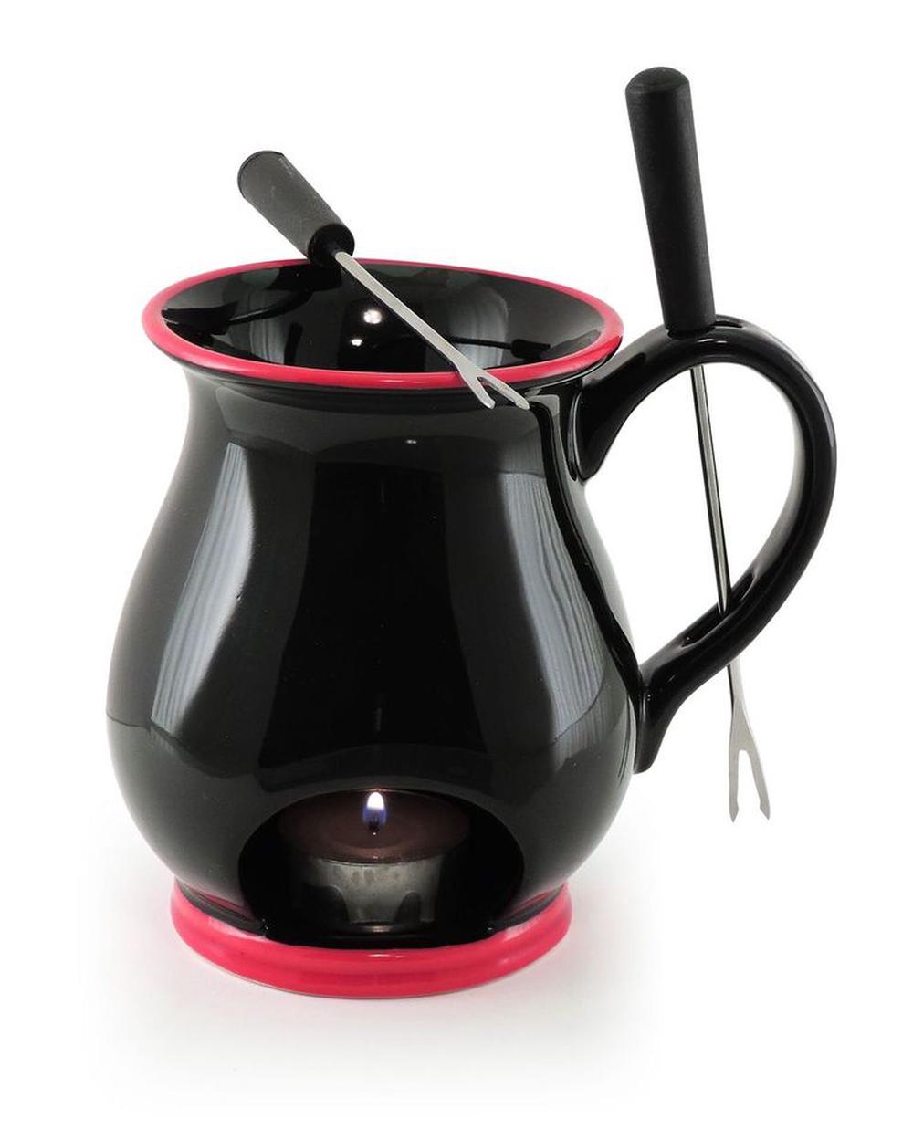 Indulge Chocolate Fondue Mug Set, 4 Piece (Black) - 13x11.6x13.5cm, 0056975034793