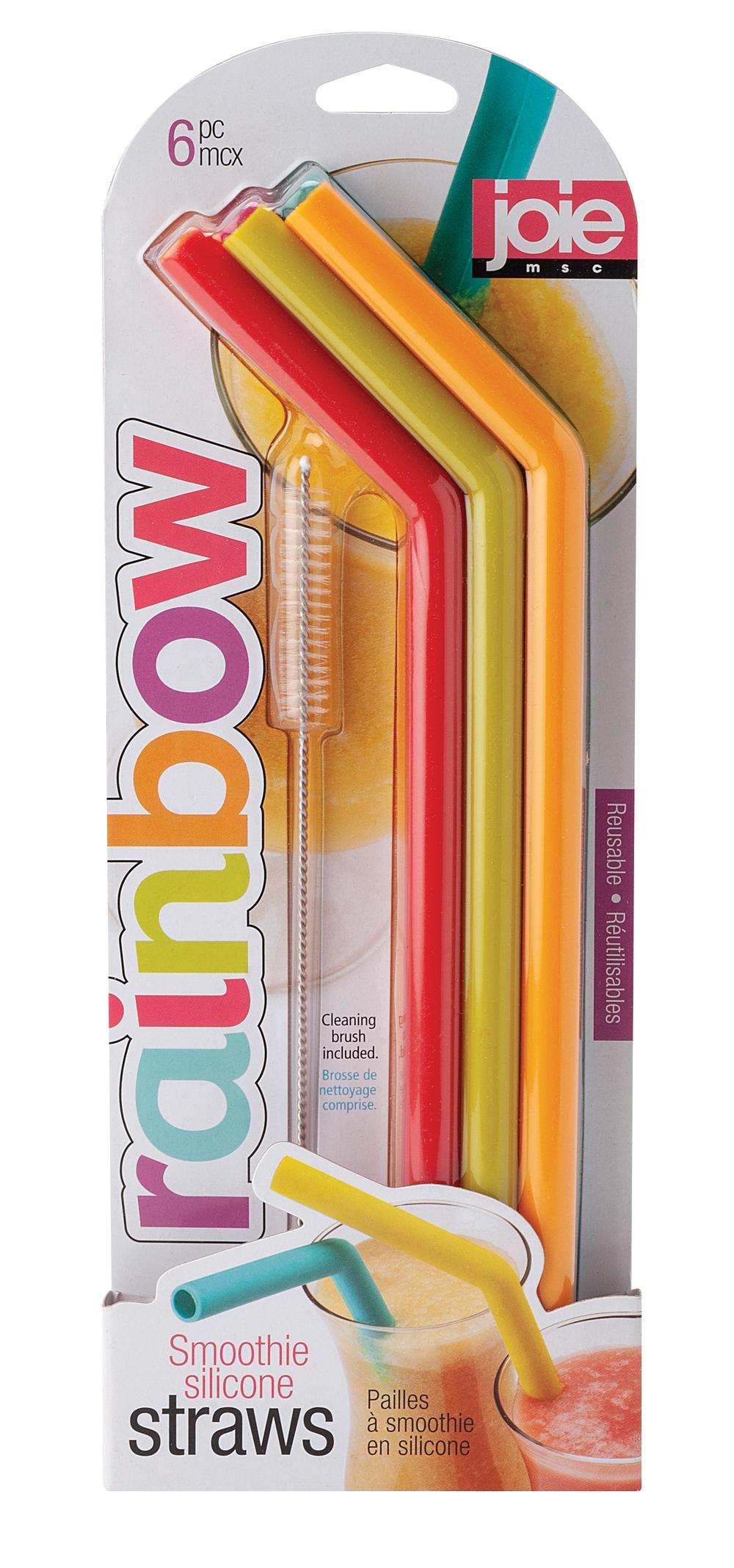 Joie Rainbow Smoothie Silicone Straws, 6 Piece With Brush - 26.7x1.1x1.1cm by Joie - ISBN: 0067742127082