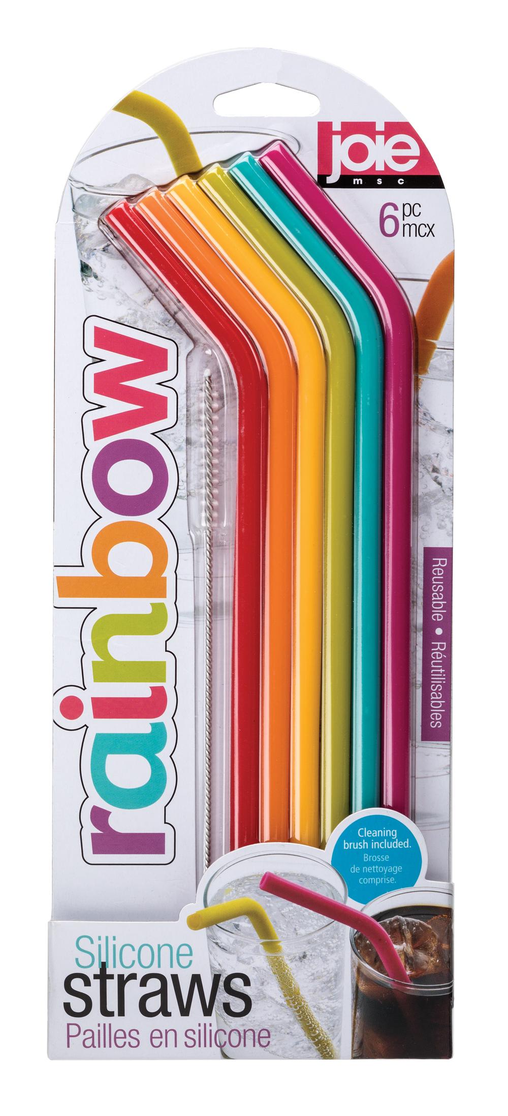 Joie Rainbow Silicone Straws, 6 Piece With Brush - 23x0.8x0.8cm by Joie - ISBN: 0067742127112
