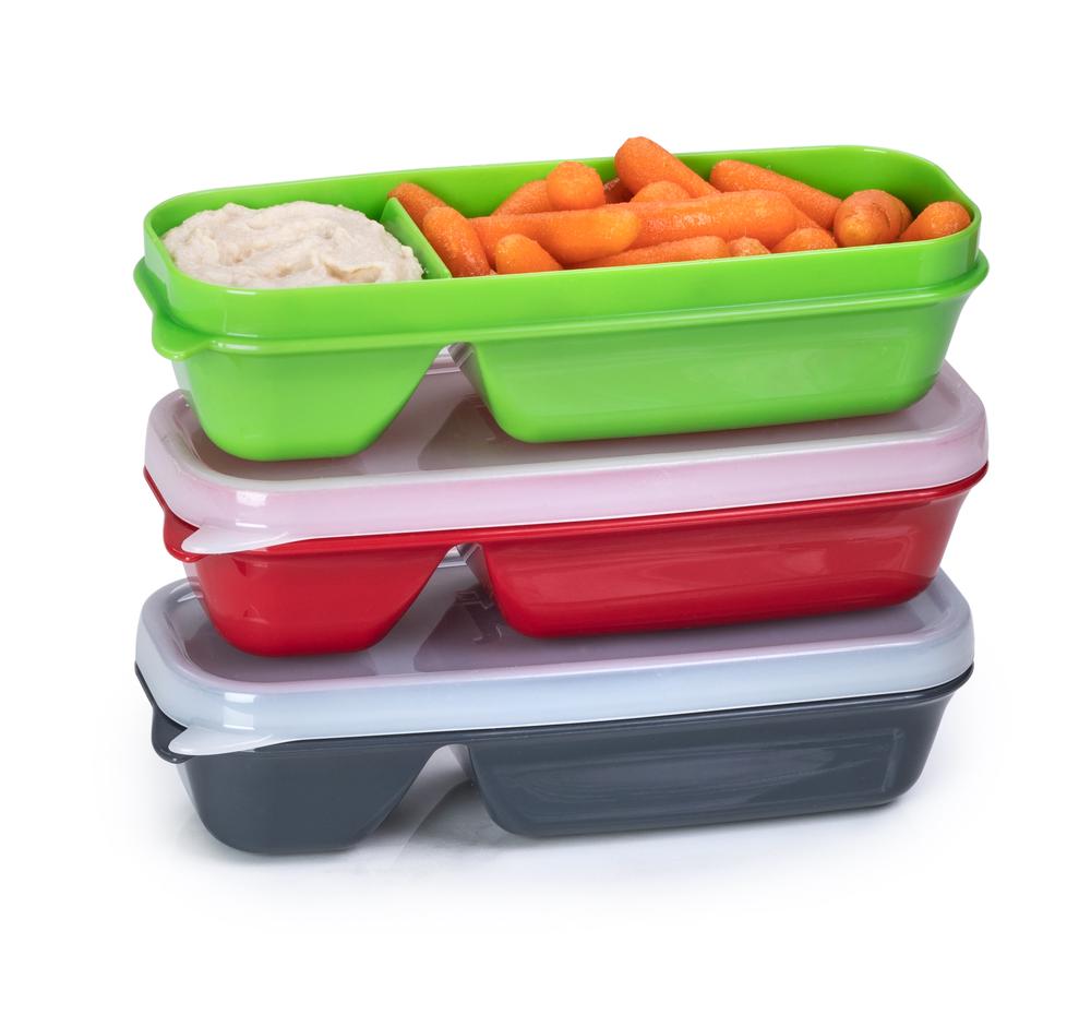 Meal Prep Snack Container, Set of 3 (Green/ Red/ Grey) - 17.3x6.2x4.6cm, 0067742271341