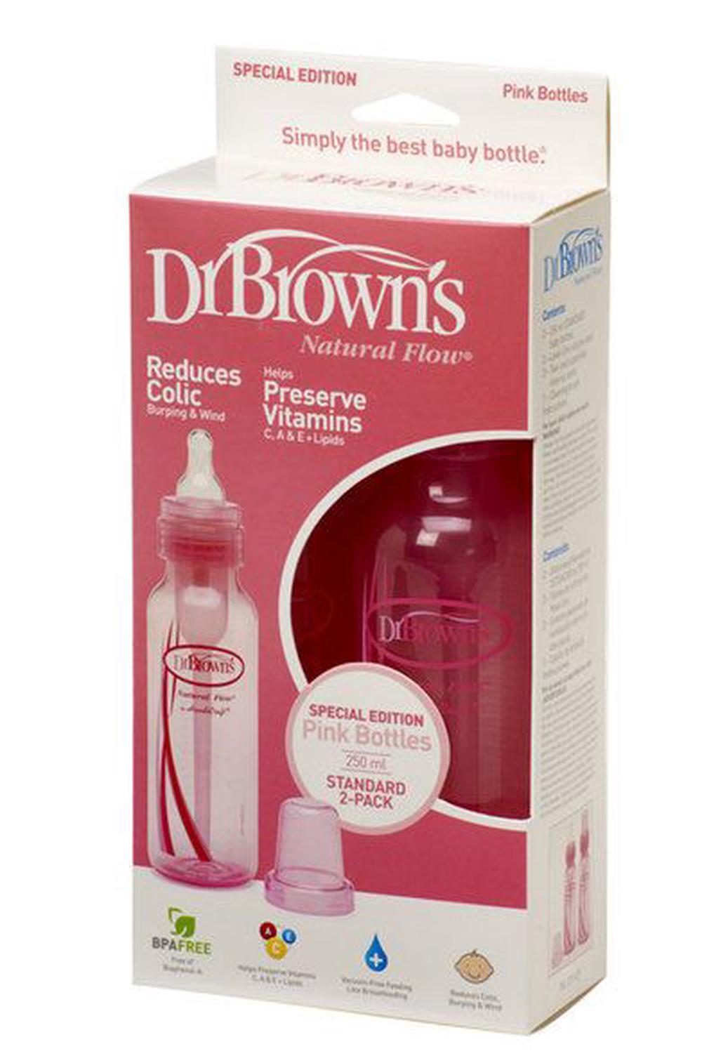 Dr. Brown's Narrow Neck Bottle With Level 1 Teat Twin Pack (Pink