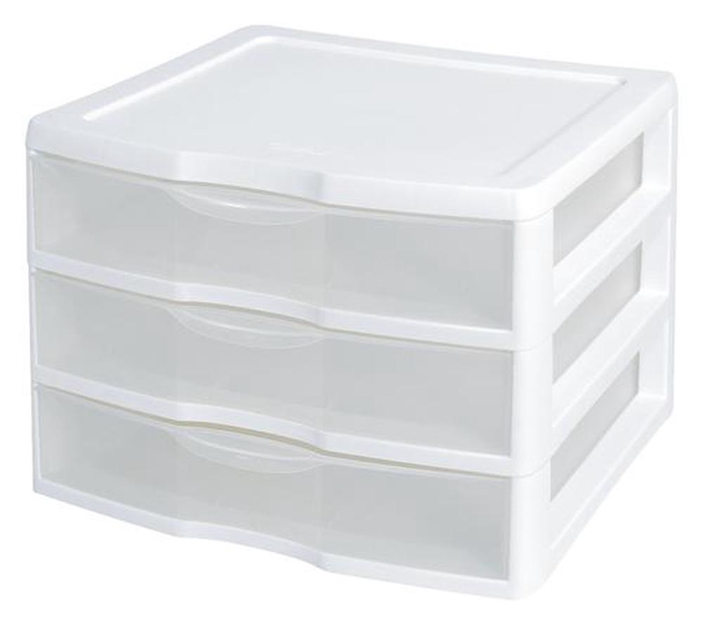 Sterilite ClearView Wide Organiser, 3-Drawer (White), 0073149209382