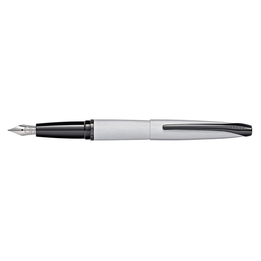 ATX Brushed Etched Diamond Fountain Pen, Fine Nib (Chrome), 0073228132495