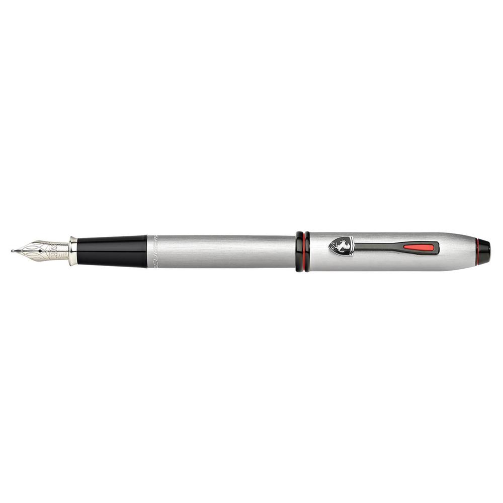 Ferrari Townsend Brushed Fountain Pen, Medium Nib (Platinum), 0073228138640