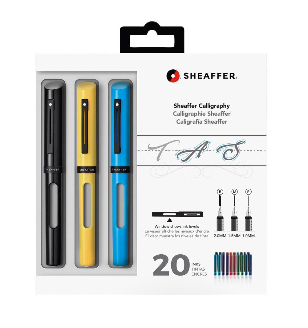 Sheaffer Calligraphy Maxi Kit (Black/Yellow/Blue), 0074040005455