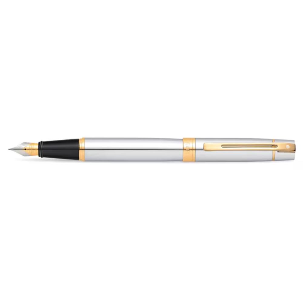 300 Chrome+Gold Trim Fountain Pen, 0074040005806