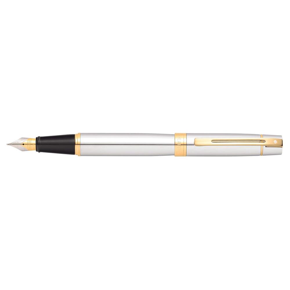 300 Chrome Medium Fountain Pen (Gold Trim), 0074040005813