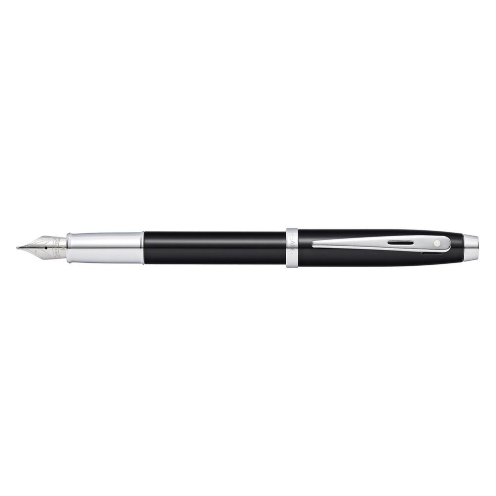 Sheaffer 100 Lacquer/Chrome Plated Medium Fountain Pen (Black), 0074040005936