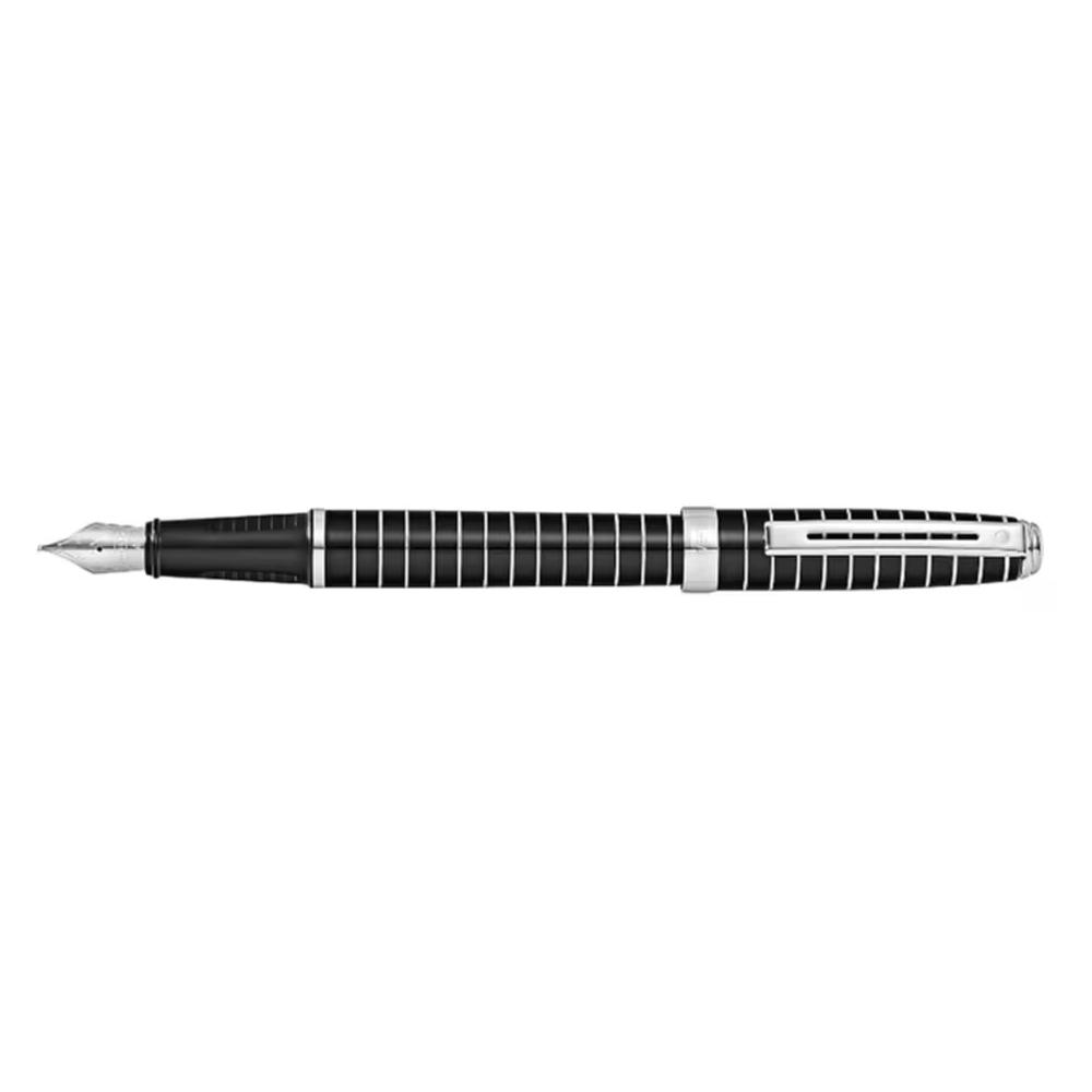Prelude Black Lacquer & Engraved Lines Fountain Pen, 0074040007794
