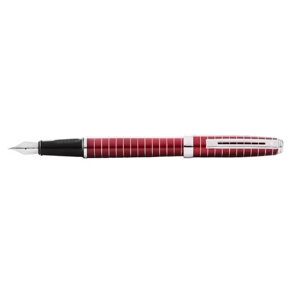 Prelude Red Lacquer & Engraved Lines Fountain Pen, 0074040007831