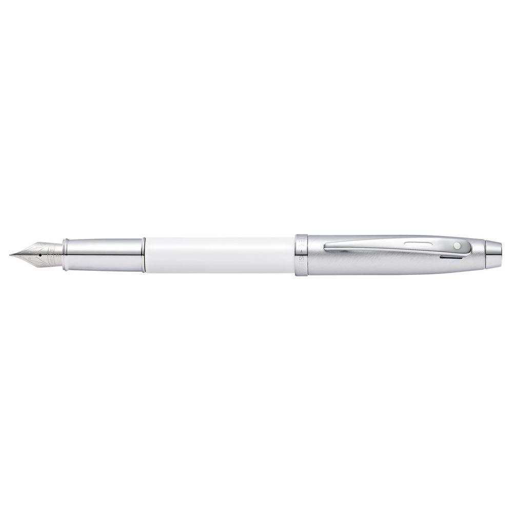 100 Lacquer/Chrome Fountain Pen Medium Nib HS (White), 0074040551549