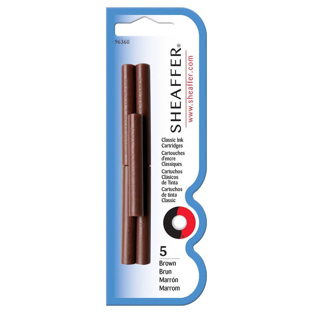 Skrip Ink FP Cartridge, Pack of 5 (Brown), 0074040963601