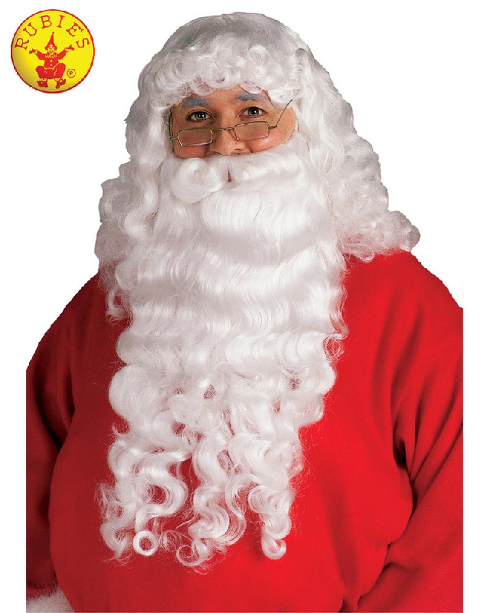 Rubies Santa Plush Beard & Wig Adult Set, 0082686023443