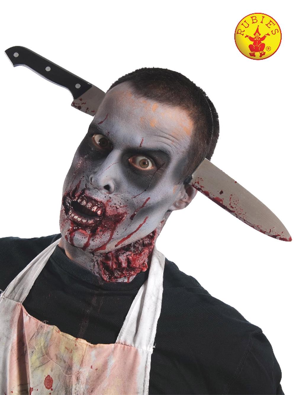 Rubies Zombie Kitchen Knife Through Head Accessory, 0082686037273