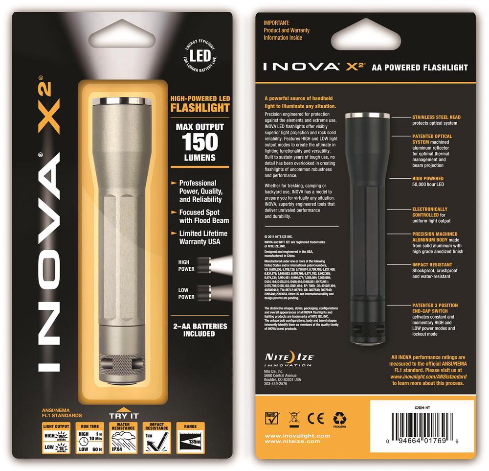 Inova X2 Dual Mode Flashlight (Titanium), 0094664017696