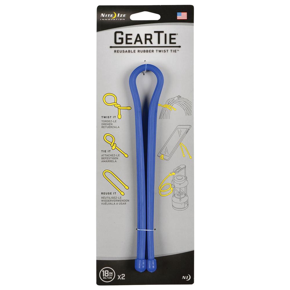 Nite Ize Gear Tie Reusable Rubber Twist Tie, Pack of 2 (Bue) - 18 inches by Nite Ize - ISBN: 0094664018204