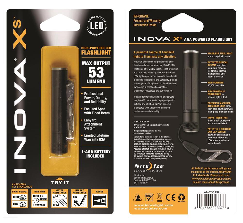 Inova XS Flashlight (Black), 0094664023376