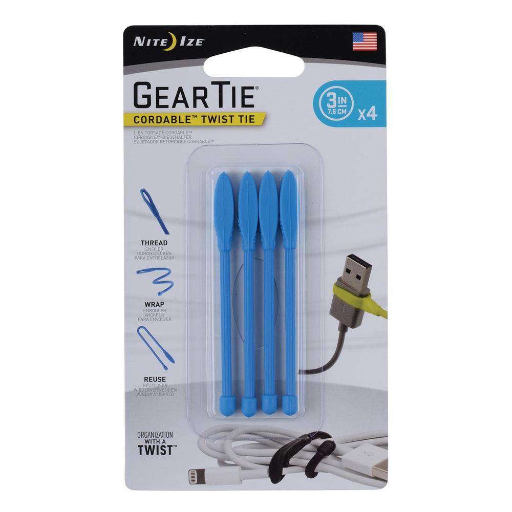 Nite Ize Gear Tie Cord-Twist Tie (Bright Blue) - 3 inches, 0094664037458