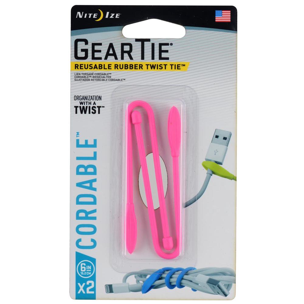 Nite Ize Gear Tie Cord-Twist Tie, Pack of 2 (Neon Pink) - 6 inches by Nite Ize - ISBN: 0094664037465