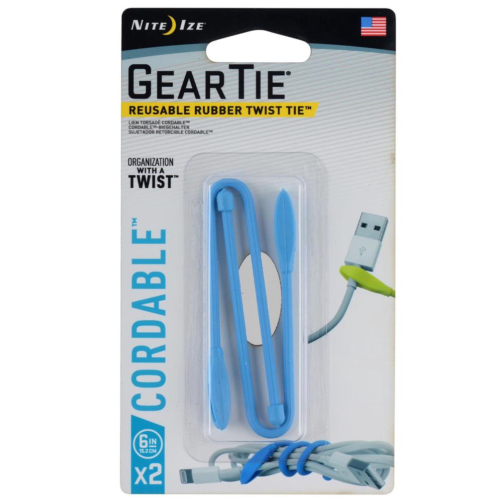 Gear Tie Cord-Twist Tie Pack of 2 (Bright Blue), 0094664037472