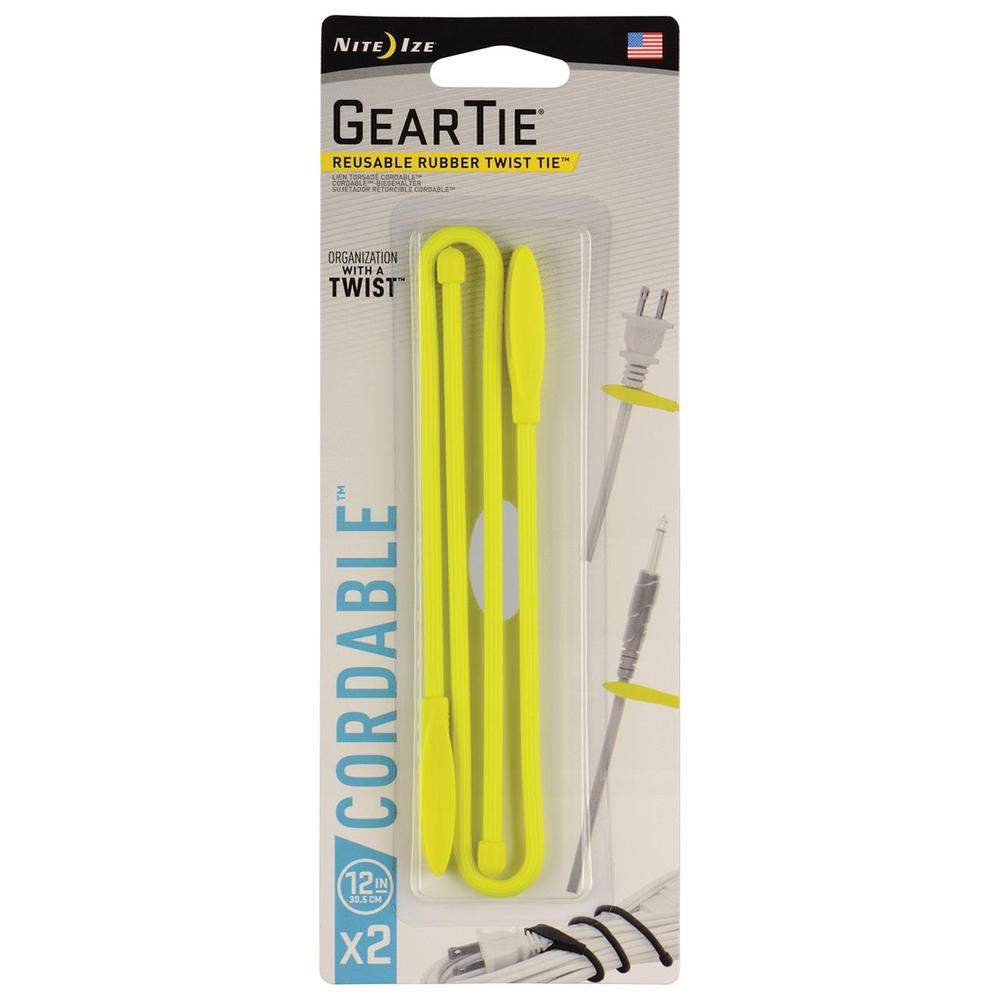 Nite Ize Gear Tie Cord-Twist Tie, Pack of 2 (Yellow) - 12 inches, 0094664039896