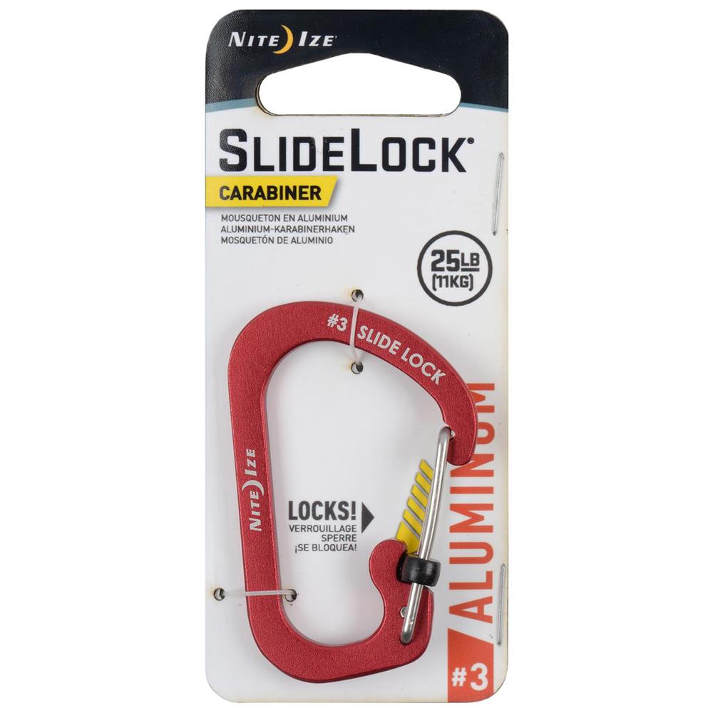 Slidelock Carabiner Aluminum #3 (Red), 0094664040434