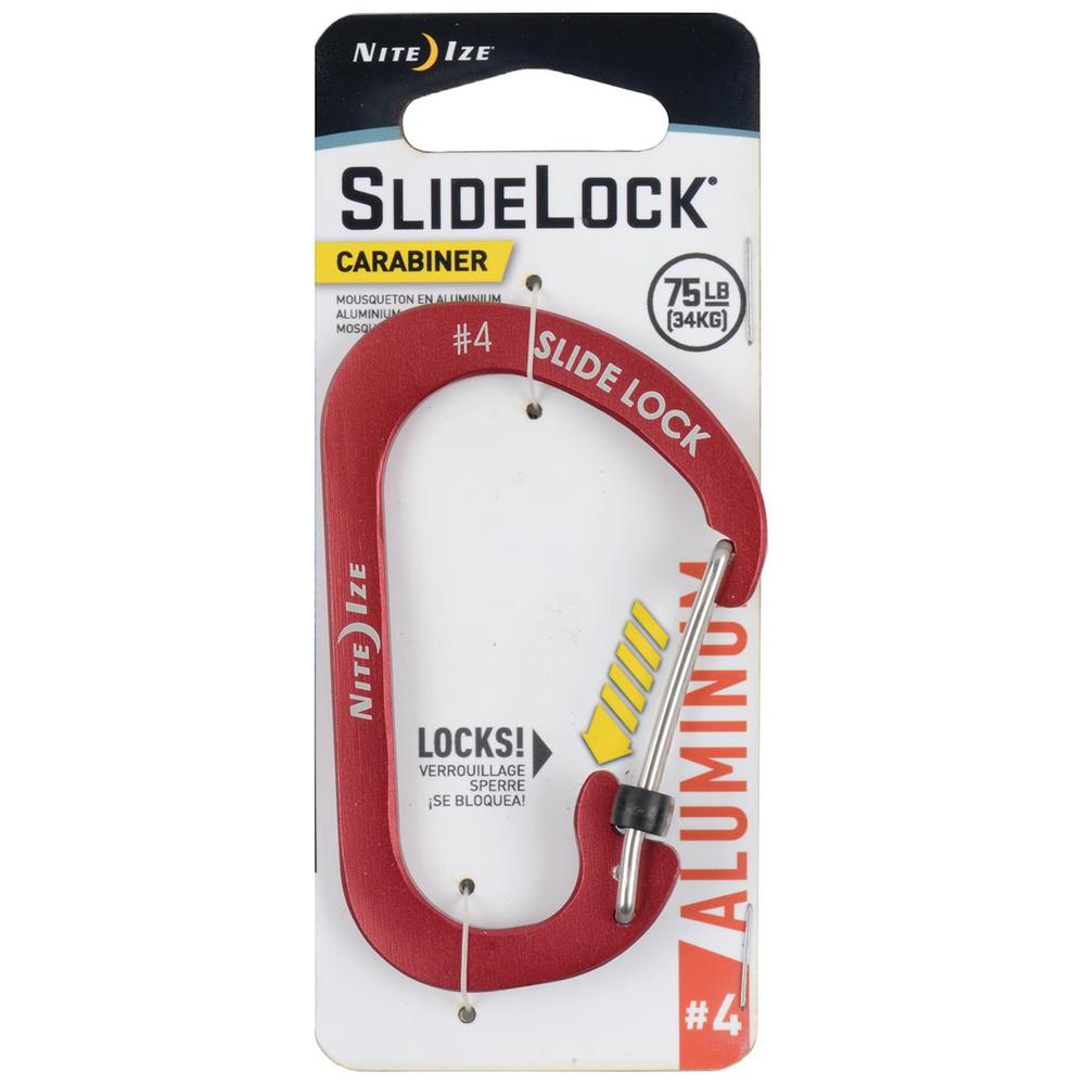 Slidelock Carabiner Aluminum #4 (Red), 0094664040472