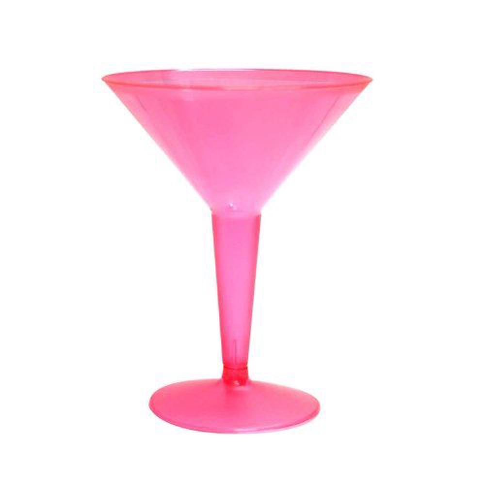 Party Essentials Hard Plastic Two Piece 237ml Martini Glasses, Neon Pink, 10 Count Buy online