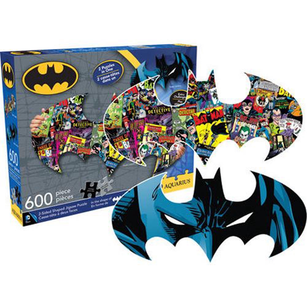 Aquarius Double Sided Puzzle Dc Comics Batman Logo And Collage 600 Piece Buy Online At The Nile