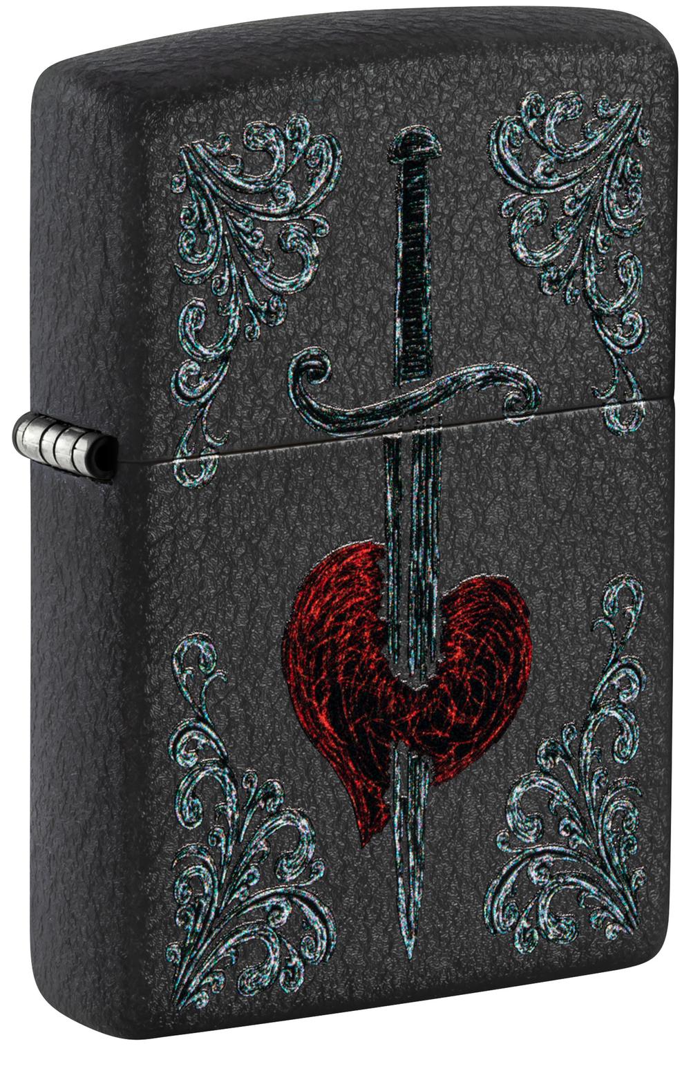 Zippo Heart Dagger Tattoo Design Lighter, 0191693532401