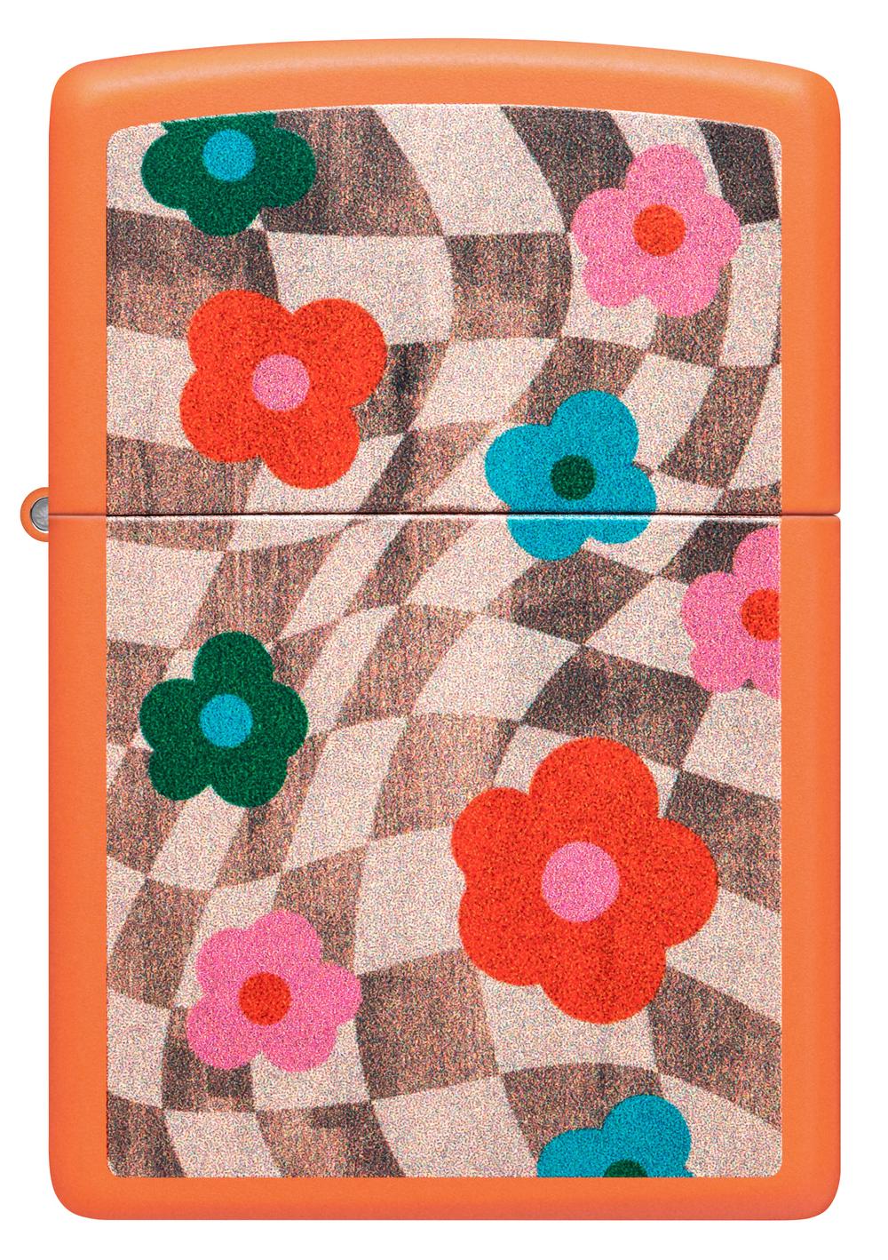 Zippo Wavy Flower Orange Matte Lighter, 0191693548167